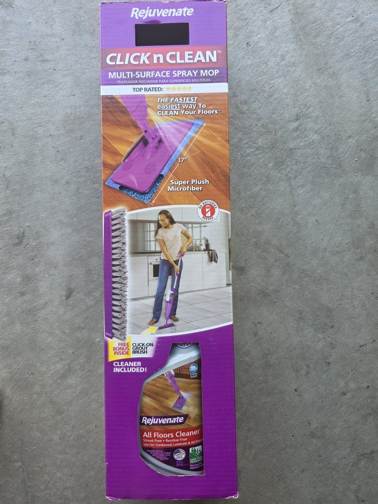 Rejuvenate Click n Clean Multi-Surface Spray Mop Kit with Bonus Grout Brush, All Floors Cleaner Included