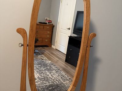 Solid oak standing mirror wood
