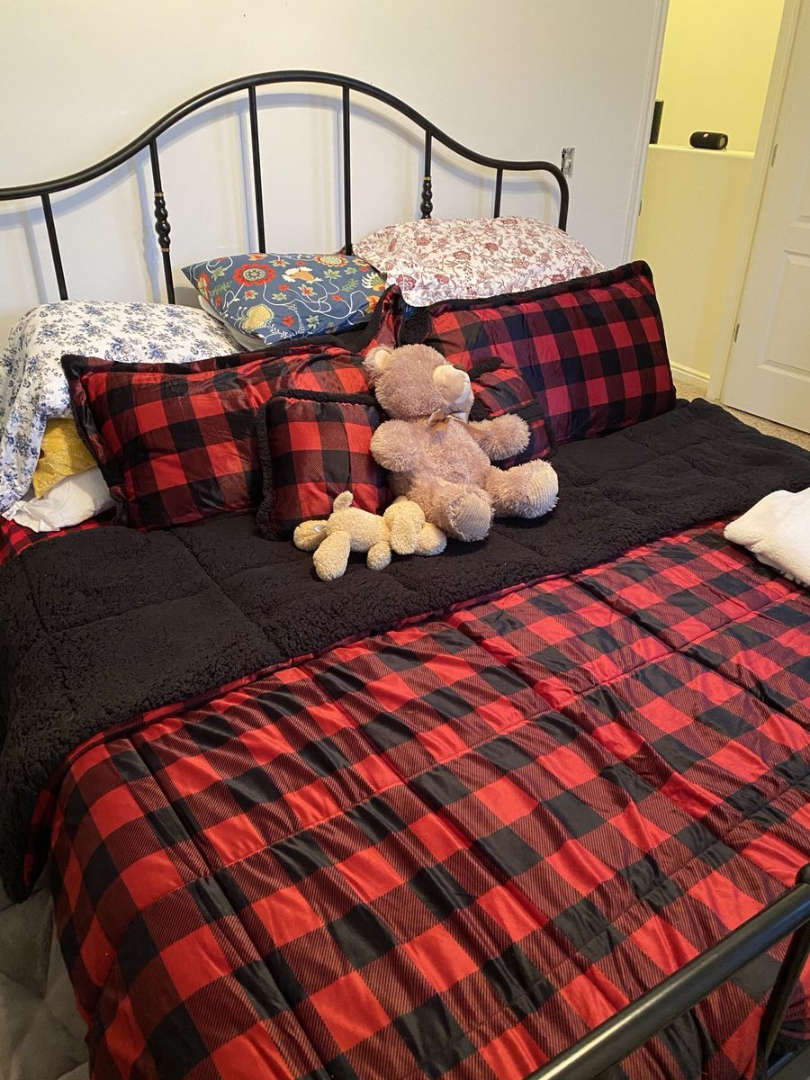 Black metal bed frame