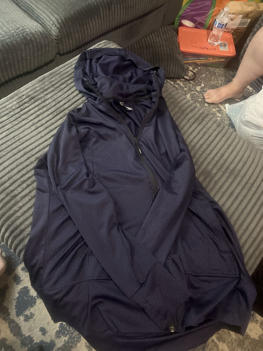Monetta Dark Blue Patterned Activewear Zip-Up Hoodie Size XXL