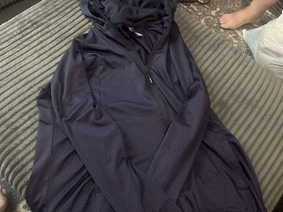 Monetta Dark Blue Patterned Activewear Zip-Up Hoodie Size XXL