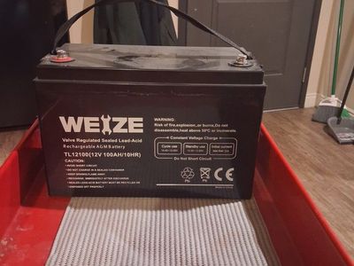 WEIZE 12V 100Ah Deep Cycle AGM Battery (Model: TL12100)