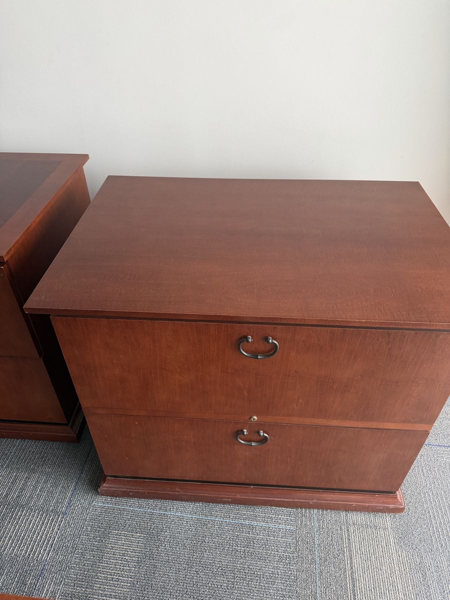 Wooden 2-Drawer Lateral File Cabinet - Cherry Finish, Locking Drawer
