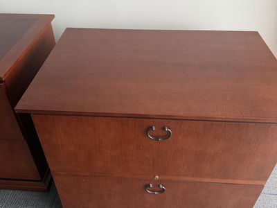 Wooden 2-Drawer Lateral File Cabinet - Cherry Finish, Locking Drawer