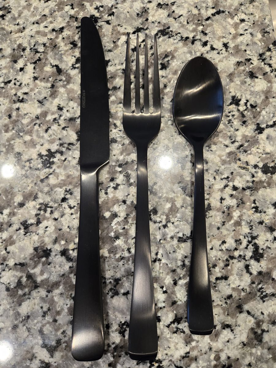 Black Satin Stainless Steel Oneida Flatware