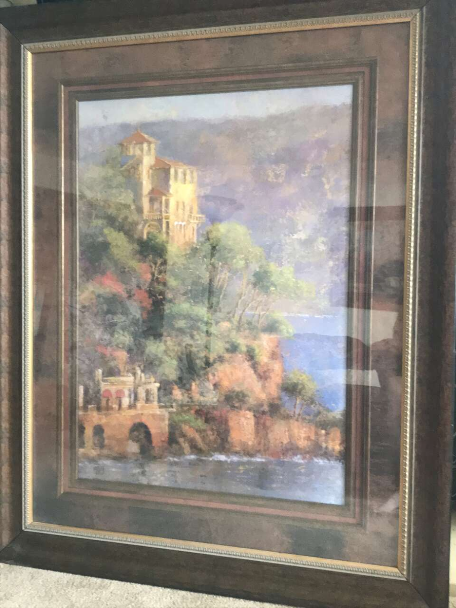 Large Beautiful Italian Picture and Frame