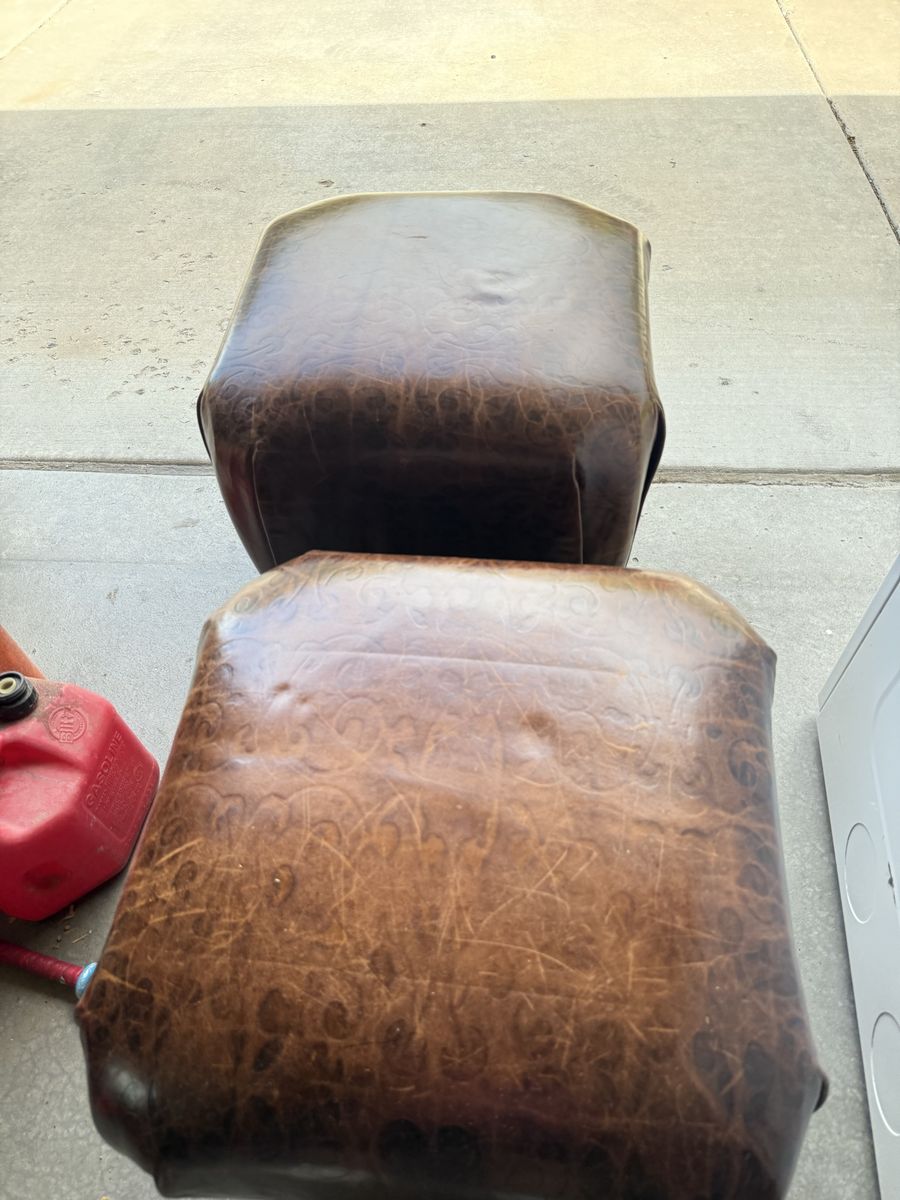 Real leather ottoman