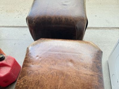 Real leather ottoman