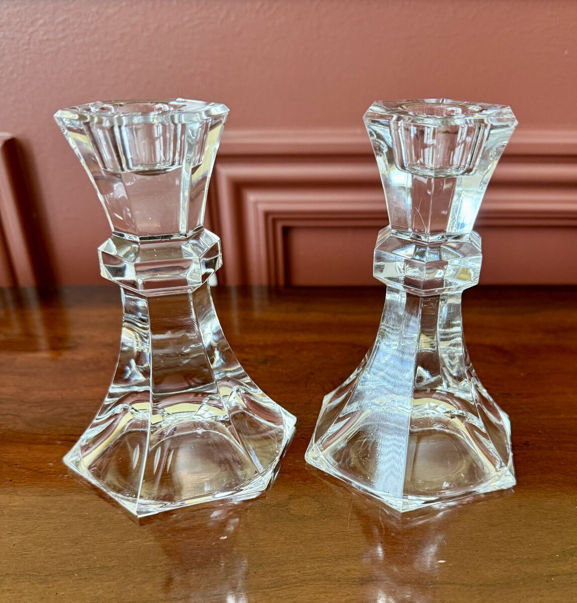 RARE Vintage Towle Candlesticks 24% Lead Crystal Set of Two - Beautiful - ELSEWHERE $44 - C PIX