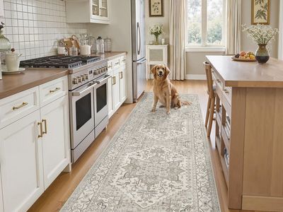 Madane Runner Rug 2'6''x8' Kitchen Runners, Printed Vintage Washable Hallway Rugs Soft Non-Slip Low Pile 2.5x8 ft Runner