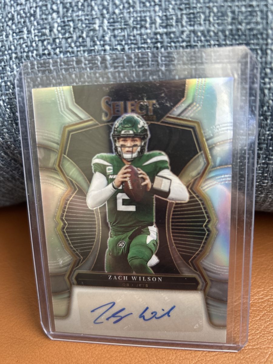 BYU Cougars Signatures Auto Panini Select 2022 Zach Wilson Autograph Rookie Card - New York Jets 152/299 Silver Foil Stamp