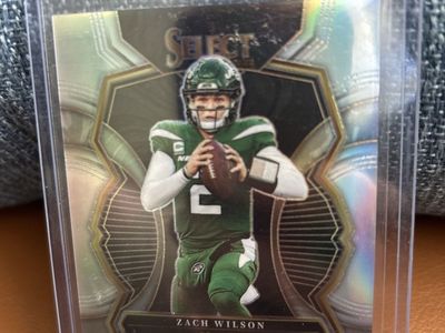 BYU Cougars Signatures Auto Panini Select 2022 Zach Wilson Autograph Rookie Card - New York Jets 152/299 Silver Foil Stamp