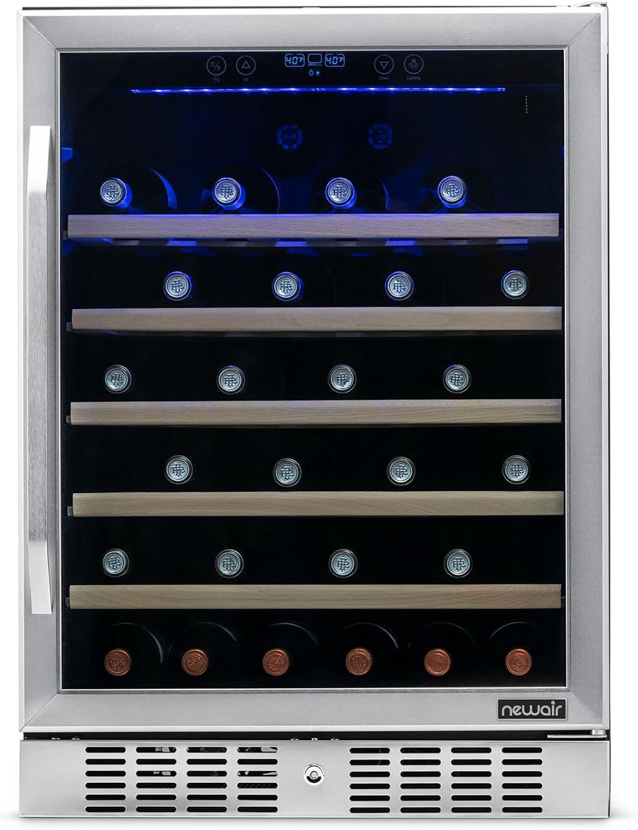 NEW NewAir 24" Wine Fridge for 52 Bottles | Built-In or Freestanding Wine Cooler Refrigerator with Glass Door