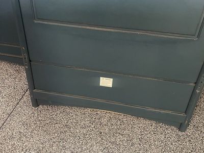 Dark Teal Blue Wooden Headboard and Footboard Sleigh Bed Frame (Twin)