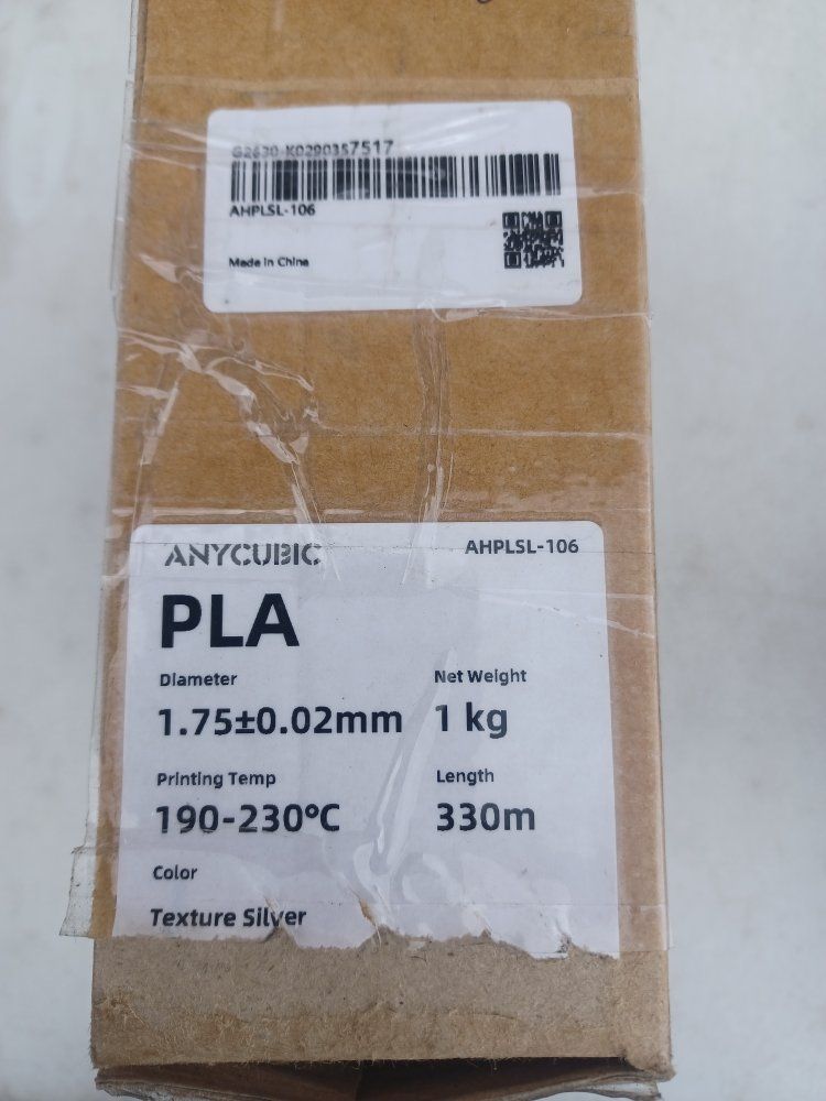 ANYCUBIC PLA 3D Printer Filament, 1.75mm, 1kg, Texture Silver, 330m Length, 190-230°C Print Temp