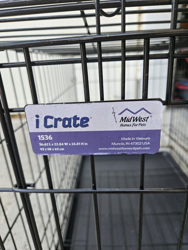 FREE - 36" iCrate Metal Dog Training Kennel w/ Divider & Tray - Used Good