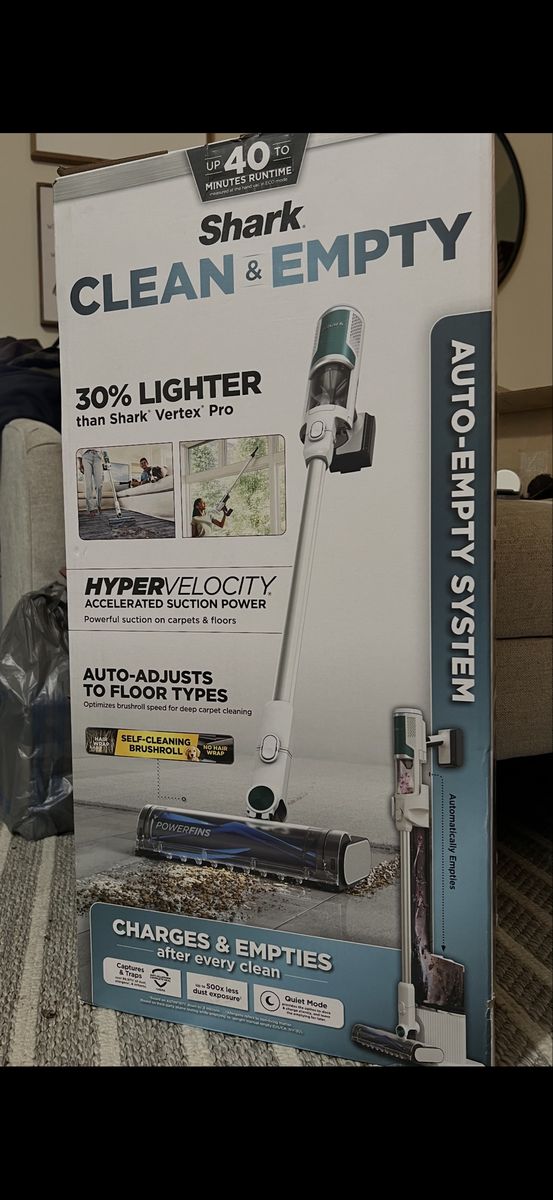 New Shark Clean & Empty Bagless Cordless HEPA Filtration Stick Vacuum and Auto-Empty System.