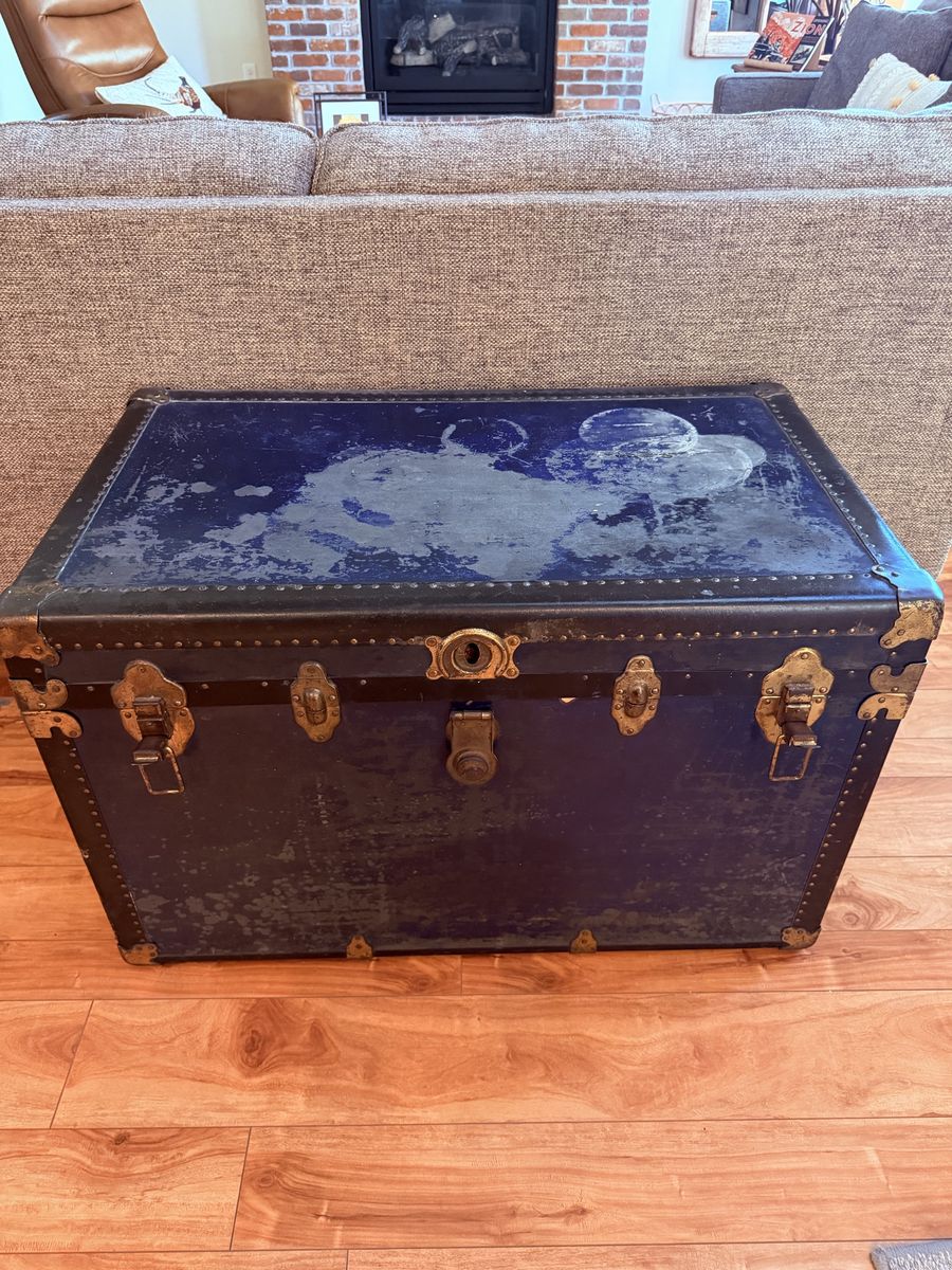 Antique Flat top Steamer Trunk