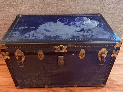 Antique Flat top Steamer Trunk