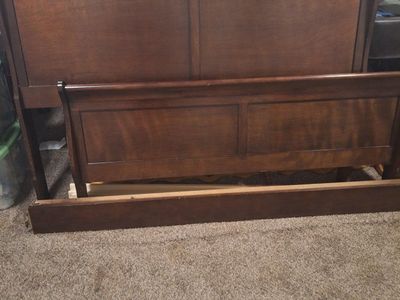 Queen Wooden Sleigh Bed Frame with Headboard, Footboard, and Side Rails