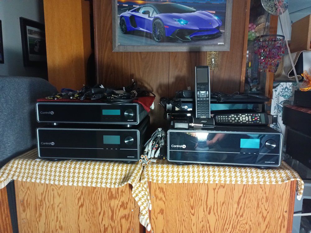 Control4 Audio System Components, Amplifiers, and RTI Remote
