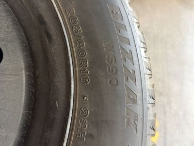 Set of 4 Blizzak WS90 Snow Tires (205/60R16) on Steel Rims