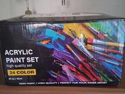 Acrylic Paint Set, High Quality, 24 Vibrant Colors, Non-Toxic, 2fl oz / 60ml tubes