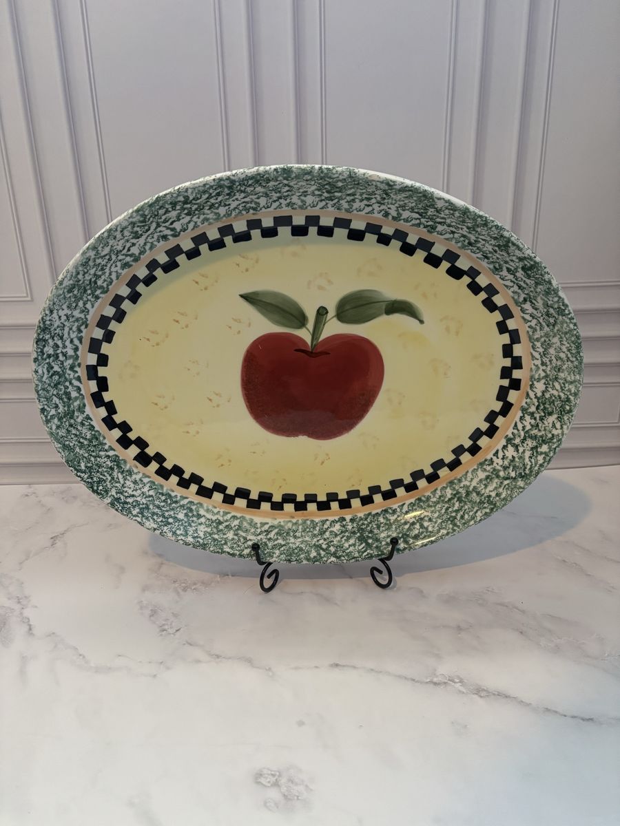 Gibson Apple Oval Serving Platter Farmhouse Kitchen Decor