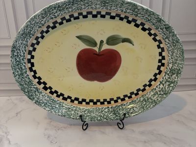 Gibson Apple Oval Serving Platter Farmhouse Kitchen Decor