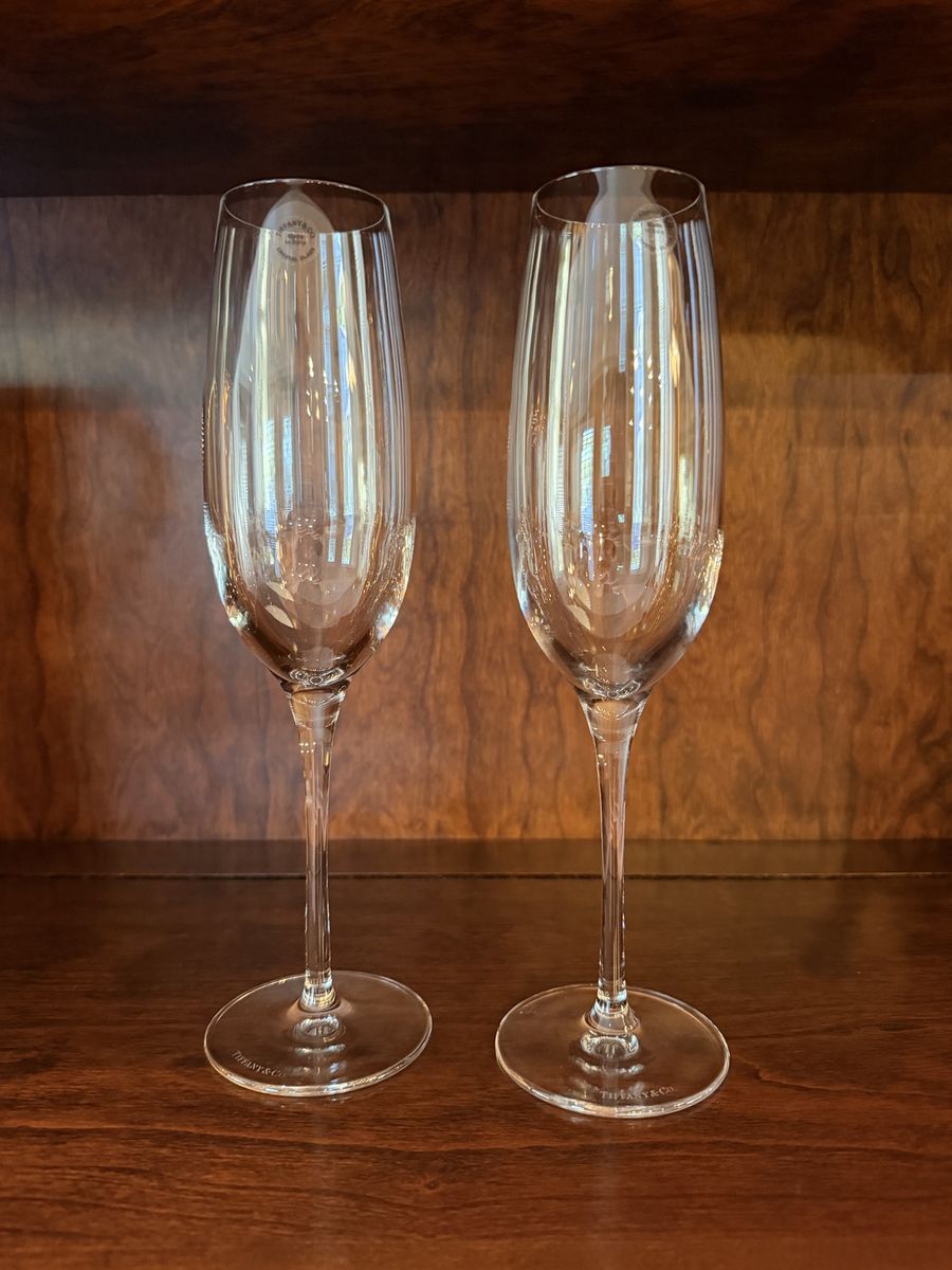 Tiffany and Co. Champagne Flutes Crystal Glass