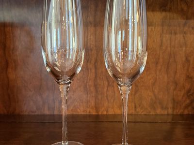 Tiffany and Co. Champagne Flutes Crystal Glass