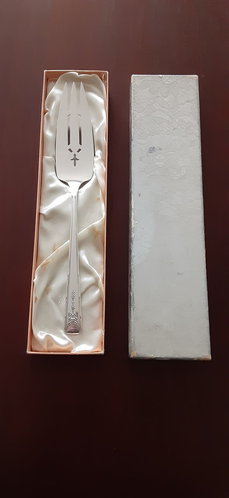 Antique Community Plate Silver-Plated Serving Fork w/ Original Satin Lined Box (c. 1920)