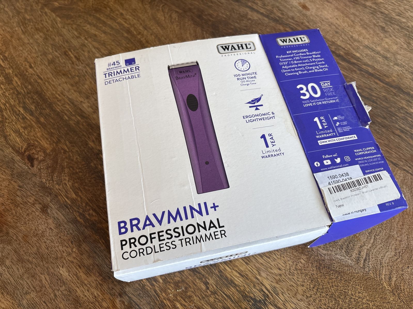 WAHL BravMini+ Professional Cordless Trimmer #45 with Detachable Blade - Lavender