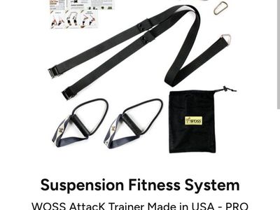 WOSS Attack Trainer Pro Suspension Fitness System with Rubber Sleeve Grips (Black)