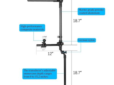 VINmounts Kayak/Boat Transducer Pole Mount with 1.5'' Ball