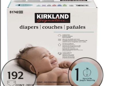 Kirkland Disposable Diapers Size 1/192 qty.