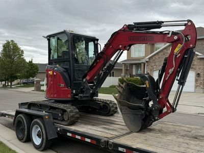 35 Class Mini Excavator For Rent. 8,200 Pounds, Backfill Blade and Thumb