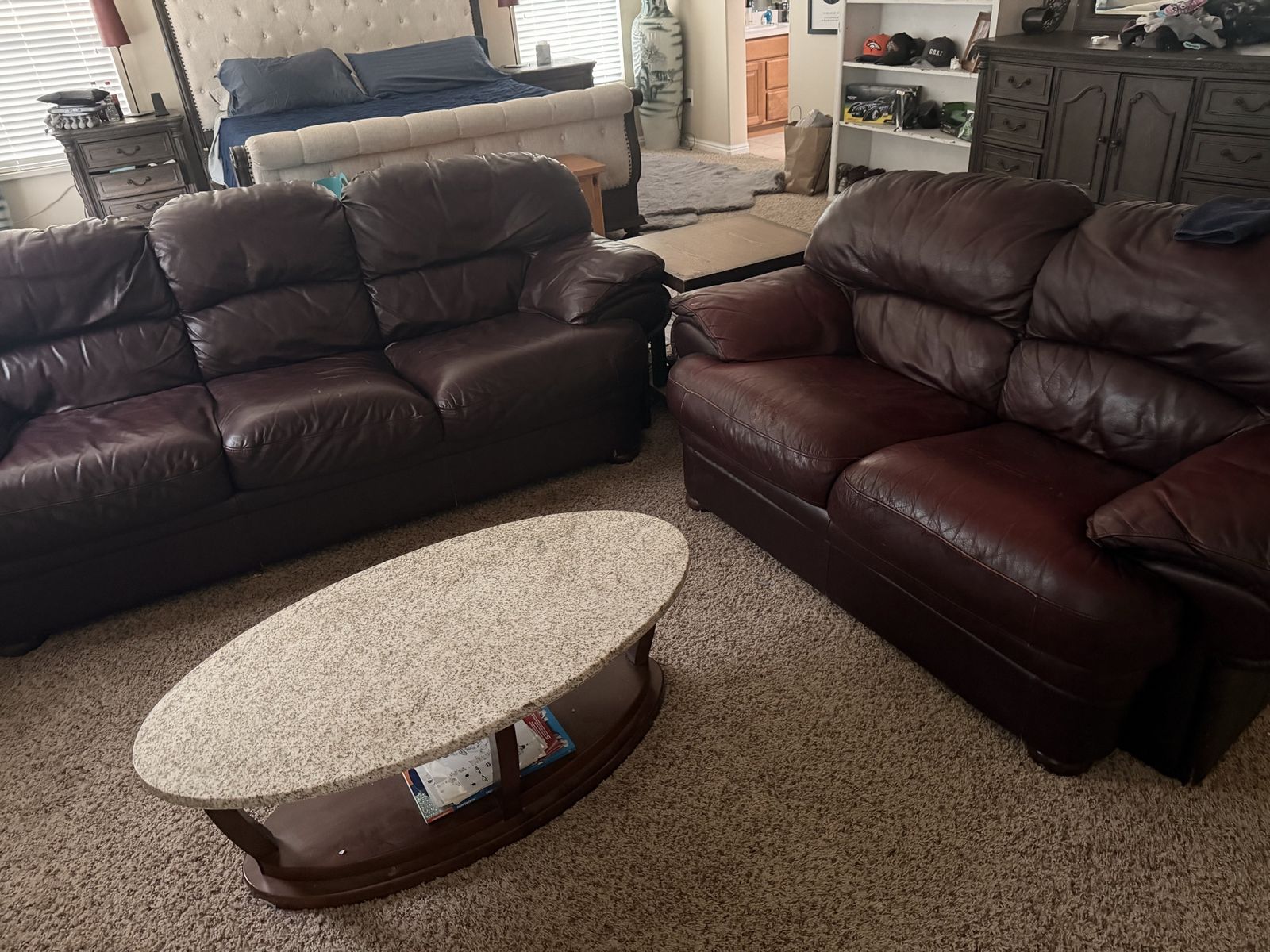 $90 OBO Real Brown leather Couches
