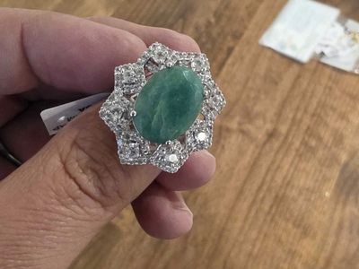 died green emerald and sapphire ring in sterling silver