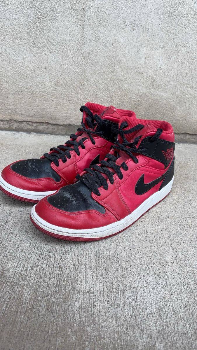 Nike Air Jordan 1 Mid | Red/Black | Men's Sneakers - Size 9.5
