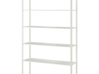 2 IKEA Metal & Glass Shelves FJÄLKINGE WHITE