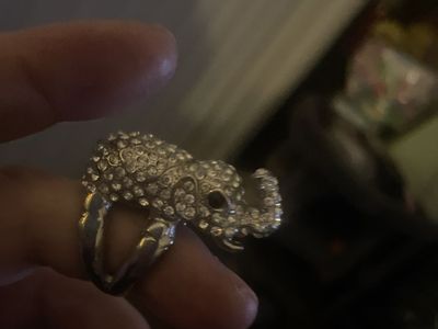 Baby Elephant Rhinstone Ring