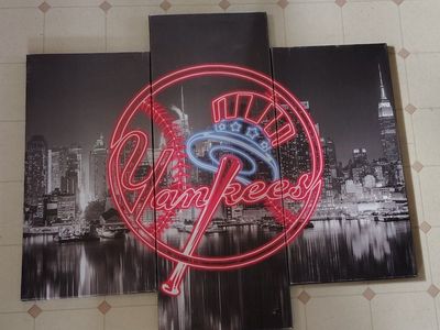 three panel New York Yankee canvas wall art