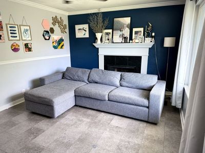 West Elm Urban Sleeper Sectional with Storage Chaise | Gray Bouclé | Left Chaise | Full Sleeper | Excellent Condition