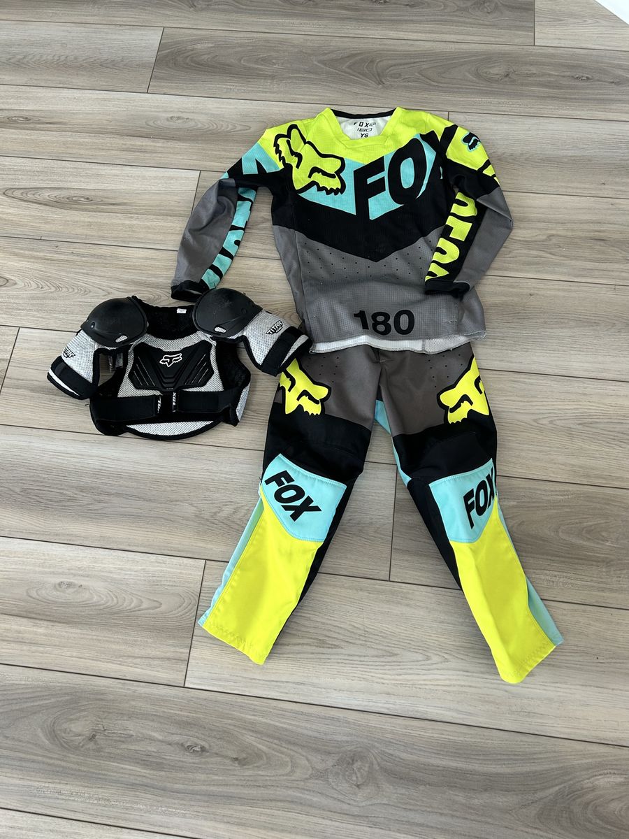 Youth Fox Racing 180 Motocross Gear Set - Jersey, Pants & Titan Chest Protector Size YS