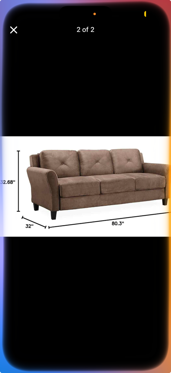 Beautiful Brown Tufted Three Seater Sofa, Studio Living, Brand New