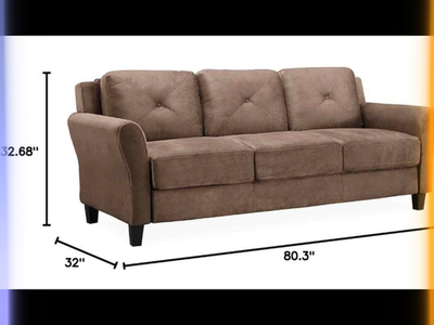 Beautiful Brown Tufted Three Seater Sofa, Studio Living, Brand New