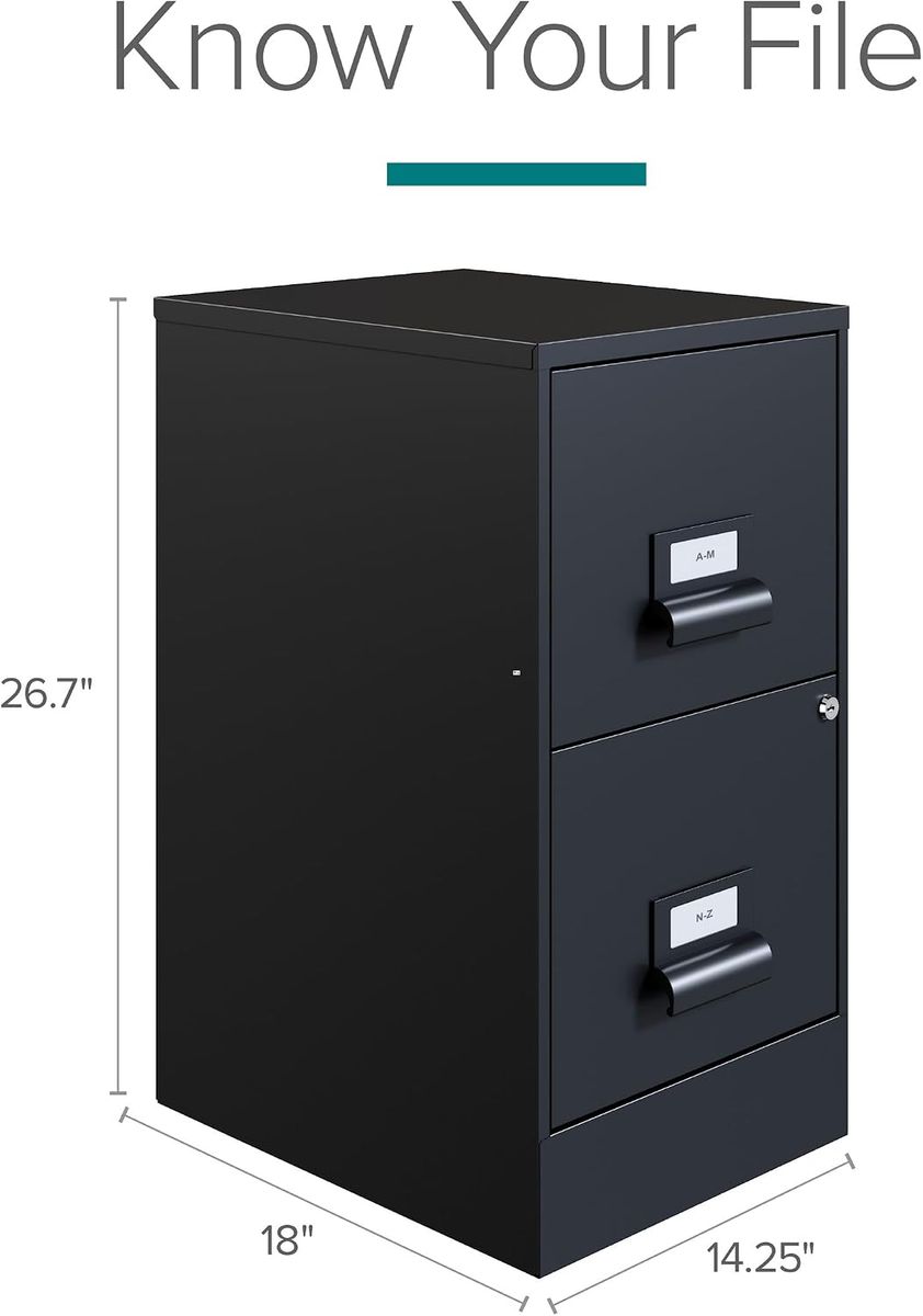Space Solutions 2-Drawer Steel File Cabinet 18-inch Deep - black - New in box (dented)