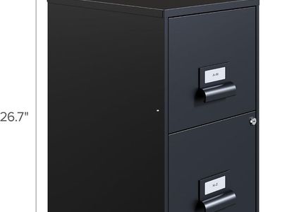 Space Solutions 2-Drawer Steel File Cabinet 18-inch Deep - black - New in box (dented)
