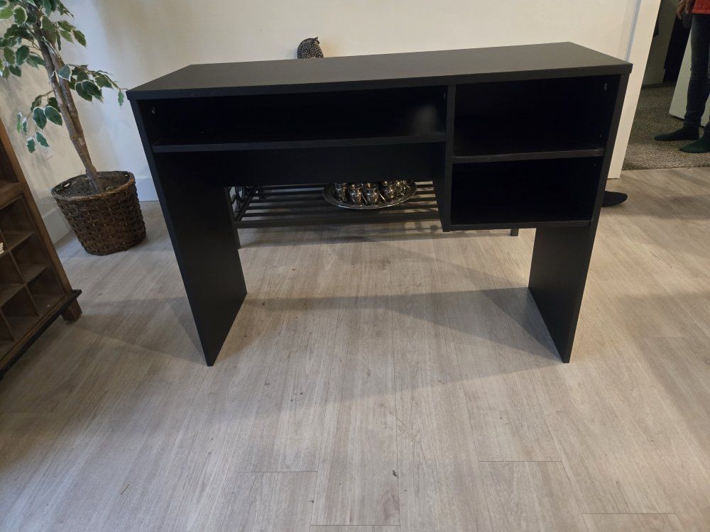 Sleek Black Console Table/Desk with Storage - Modern & Versatile